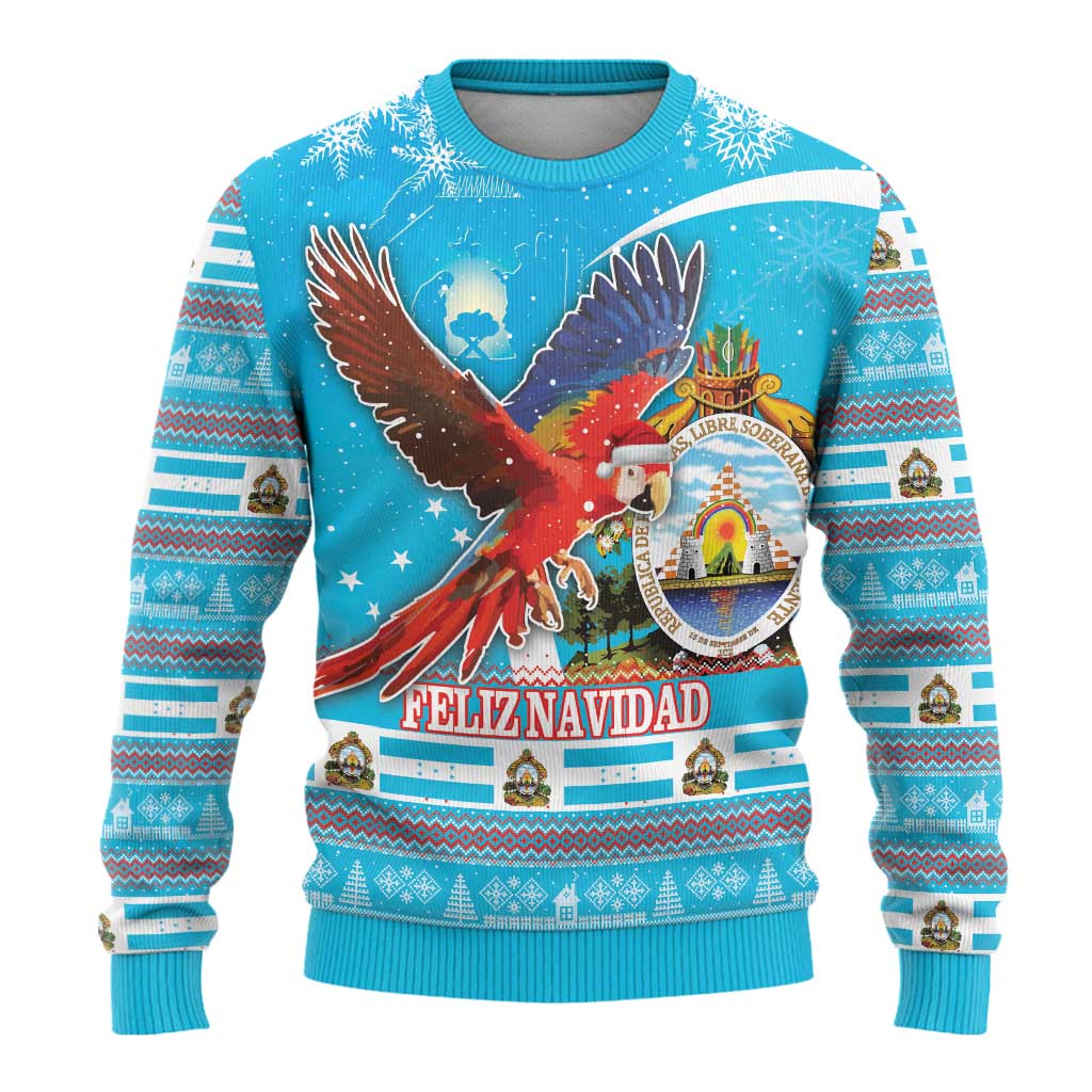Honduras Christmas Ugly Christmas Sweater Scarlet Macaw Feliz Navidad - Wonder Print Shop