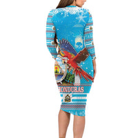 Honduras Christmas Long Sleeve Bodycon Dress Scarlet Macaw Feliz Navidad - Wonder Print Shop