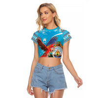 Honduras Christmas Raglan Cropped T Shirt Scarlet Macaw Feliz Navidad - Wonder Print Shop