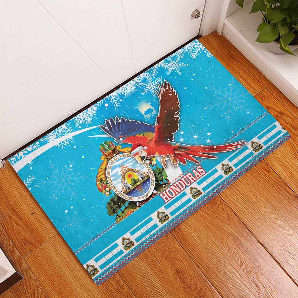 Honduras Christmas Rubber Doormat Scarlet Macaw Feliz Navidad - Wonder Print Shop