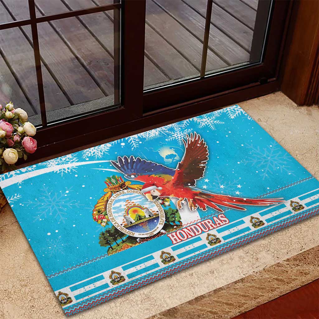 Honduras Christmas Rubber Doormat Scarlet Macaw Feliz Navidad - Wonder Print Shop