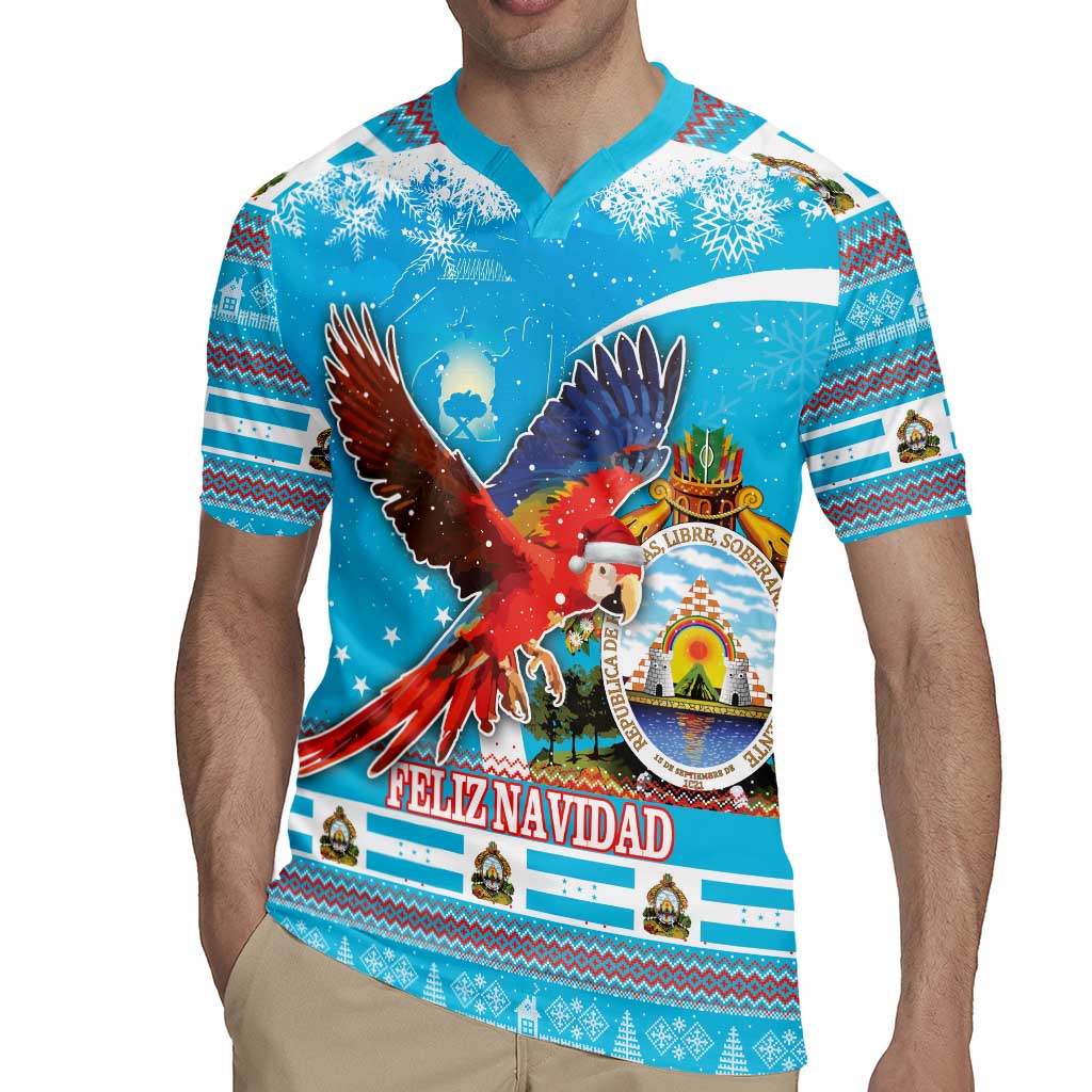 Honduras Christmas Rugby Jersey Scarlet Macaw Feliz Navidad - Wonder Print Shop