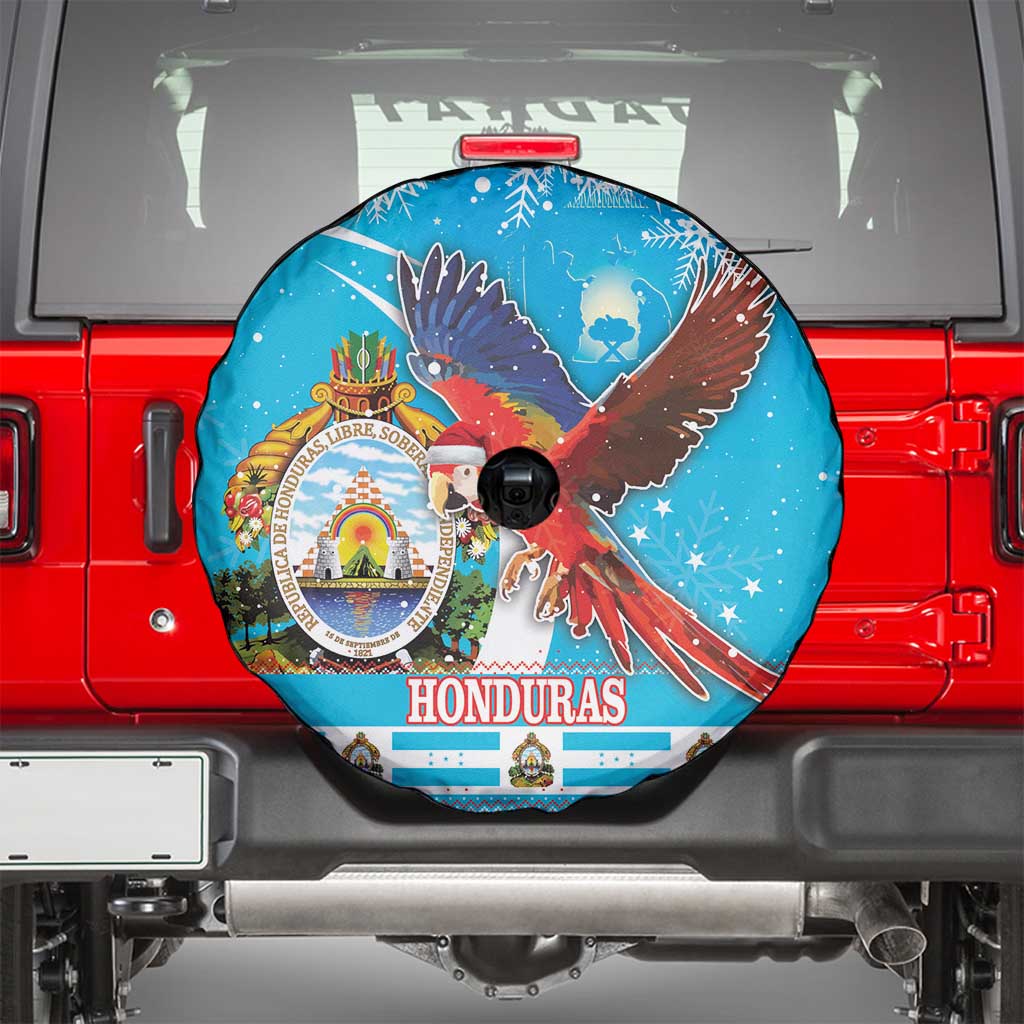 Honduras Christmas Spare Tire Cover Scarlet Macaw Feliz Navidad - Wonder Print Shop