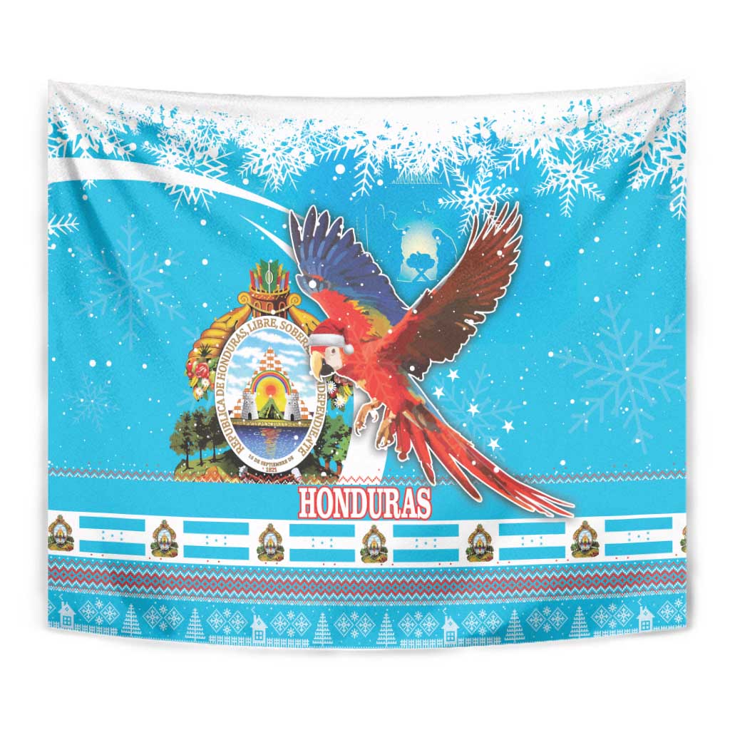 Honduras Christmas Tapestry Scarlet Macaw Feliz Navidad - Wonder Print Shop