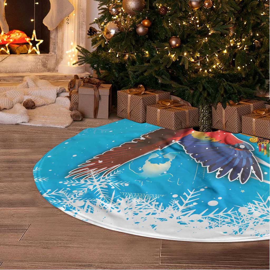 Honduras Christmas Tree Skirt Scarlet Macaw Feliz Navidad - Wonder Print Shop