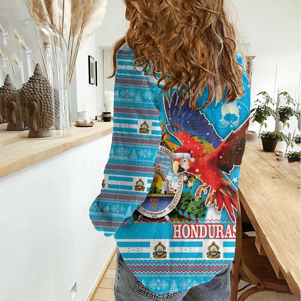 Honduras Christmas Women Casual Shirt Scarlet Macaw Feliz Navidad - Wonder Print Shop