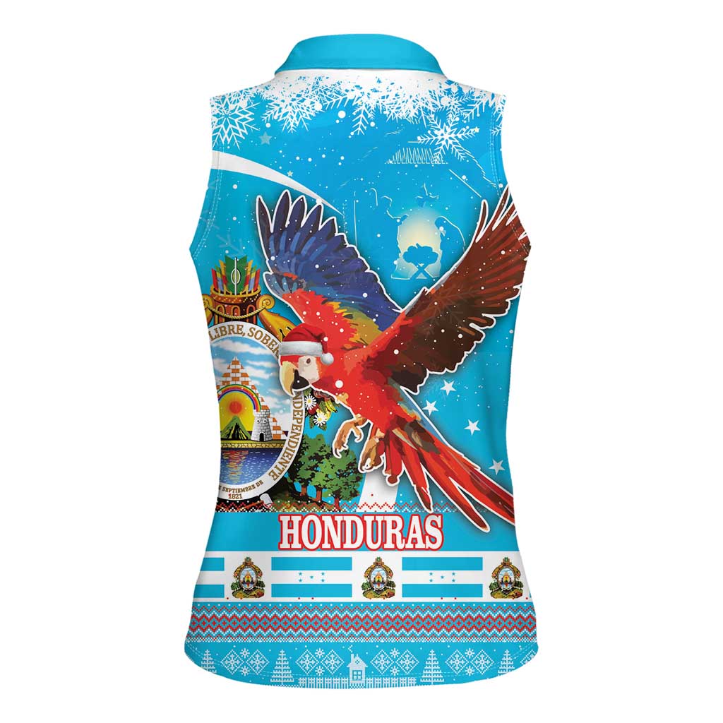 Honduras Christmas Women Sleeveless Polo Shirt Scarlet Macaw Feliz Navidad - Wonder Print Shop