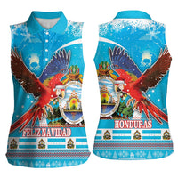 Honduras Christmas Women Sleeveless Polo Shirt Scarlet Macaw Feliz Navidad - Wonder Print Shop