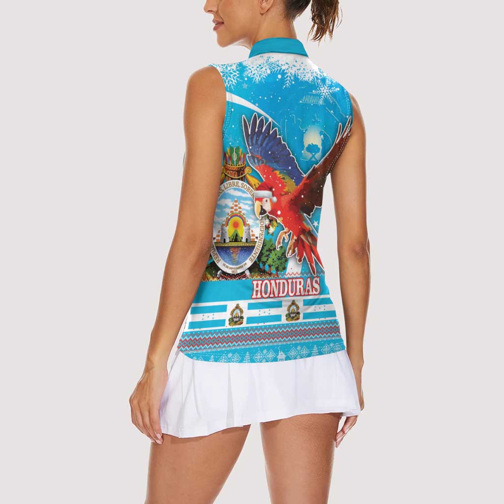Honduras Christmas Women Sleeveless Polo Shirt Scarlet Macaw Feliz Navidad - Wonder Print Shop