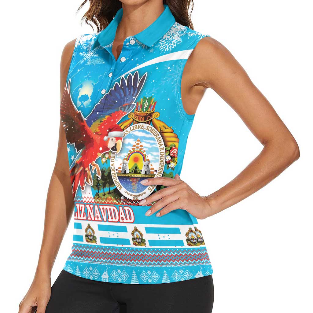 Honduras Christmas Women Sleeveless Polo Shirt Scarlet Macaw Feliz Navidad - Wonder Print Shop
