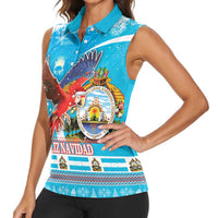 Honduras Christmas Women Sleeveless Polo Shirt Scarlet Macaw Feliz Navidad - Wonder Print Shop