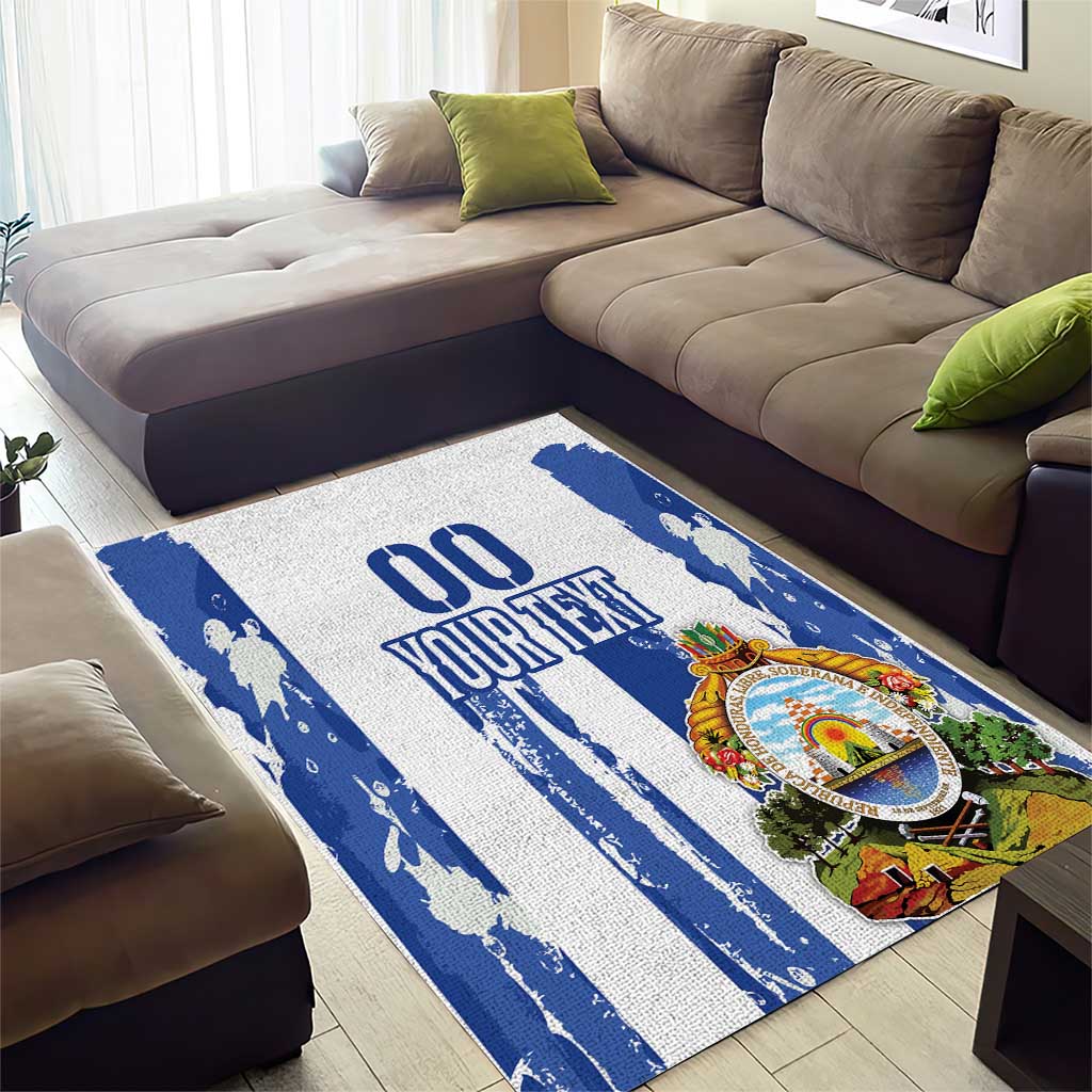 Custom Honduras Football Area Rug Los Catrachos Grunge Style - Wonder Print Shop