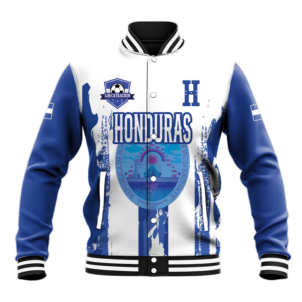 Custom Honduras Football Baseball Jacket Los Catrachos Grunge Style - Wonder Print Shop