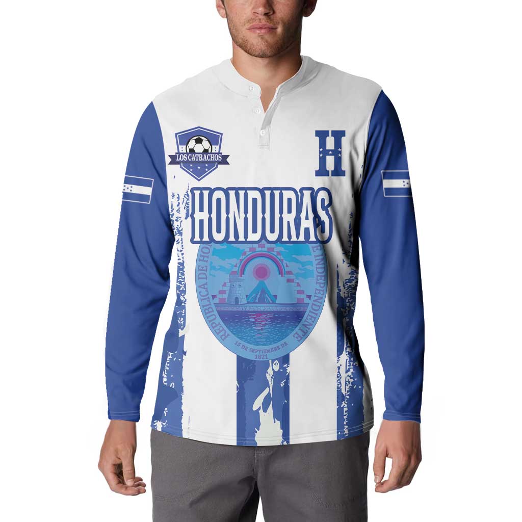 Custom Honduras Football Button Sweatshirt Los Catrachos Grunge Style - Wonder Print Shop