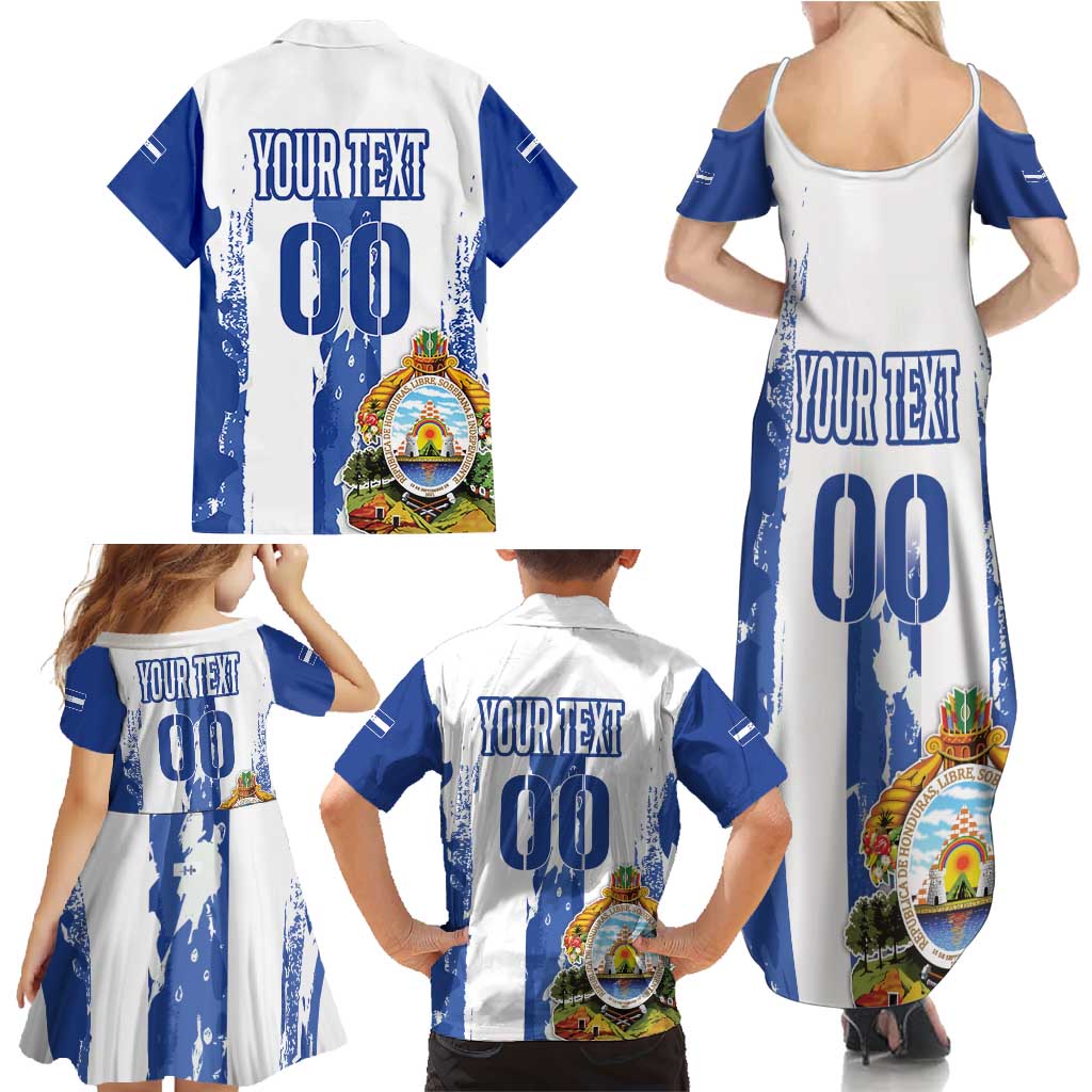 Custom Honduras Football Family Matching Summer Maxi Dress and Hawaiian Shirt Los Catrachos Grunge Style - Wonder Print Shop