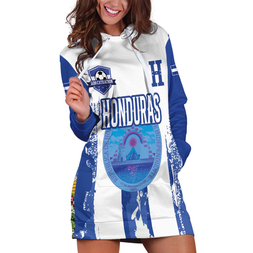 Custom Honduras Football Hoodie Dress Los Catrachos Grunge Style - Wonder Print Shop