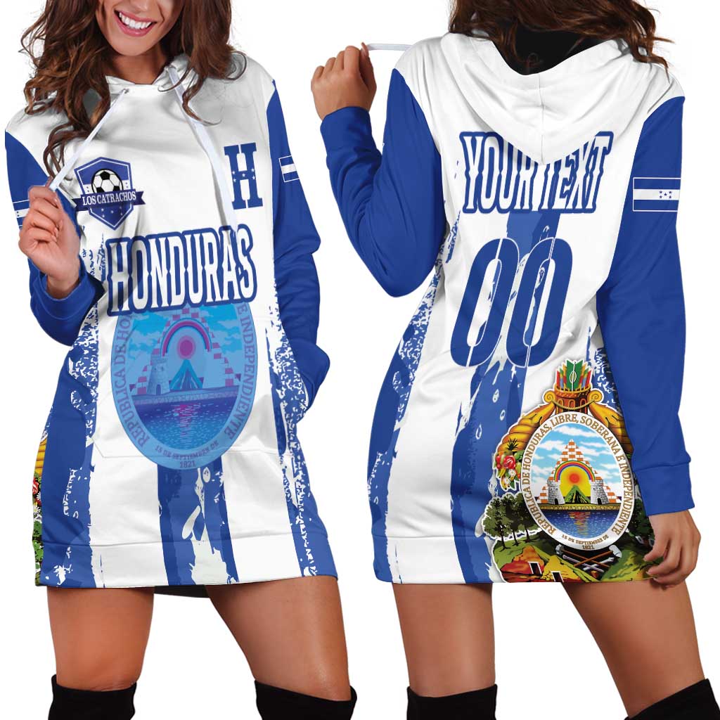 Custom Honduras Football Hoodie Dress Los Catrachos Grunge Style - Wonder Print Shop
