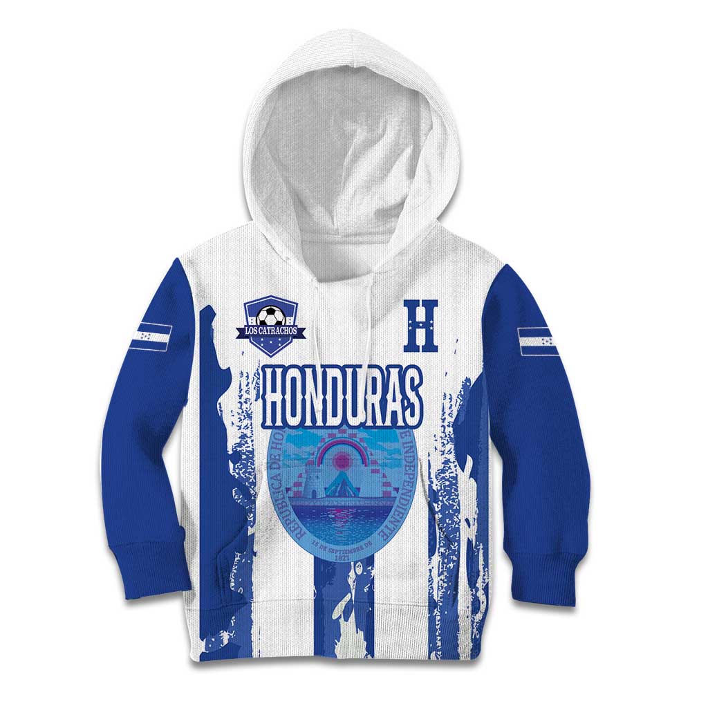 Custom Honduras Football Kid Hoodie Los Catrachos Grunge Style - Wonder Print Shop
