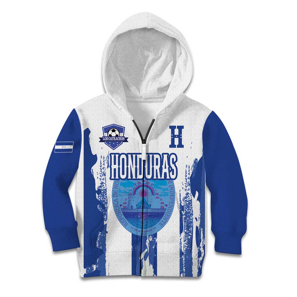 Custom Honduras Football Kid Hoodie Los Catrachos Grunge Style - Wonder Print Shop