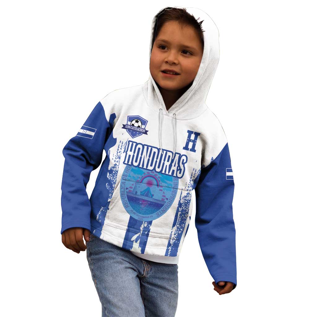 Custom Honduras Football Kid Hoodie Los Catrachos Grunge Style - Wonder Print Shop