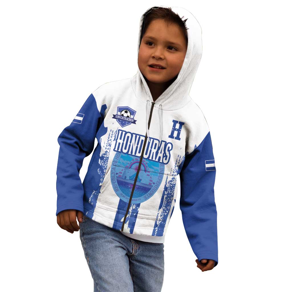 Custom Honduras Football Kid Hoodie Los Catrachos Grunge Style - Wonder Print Shop