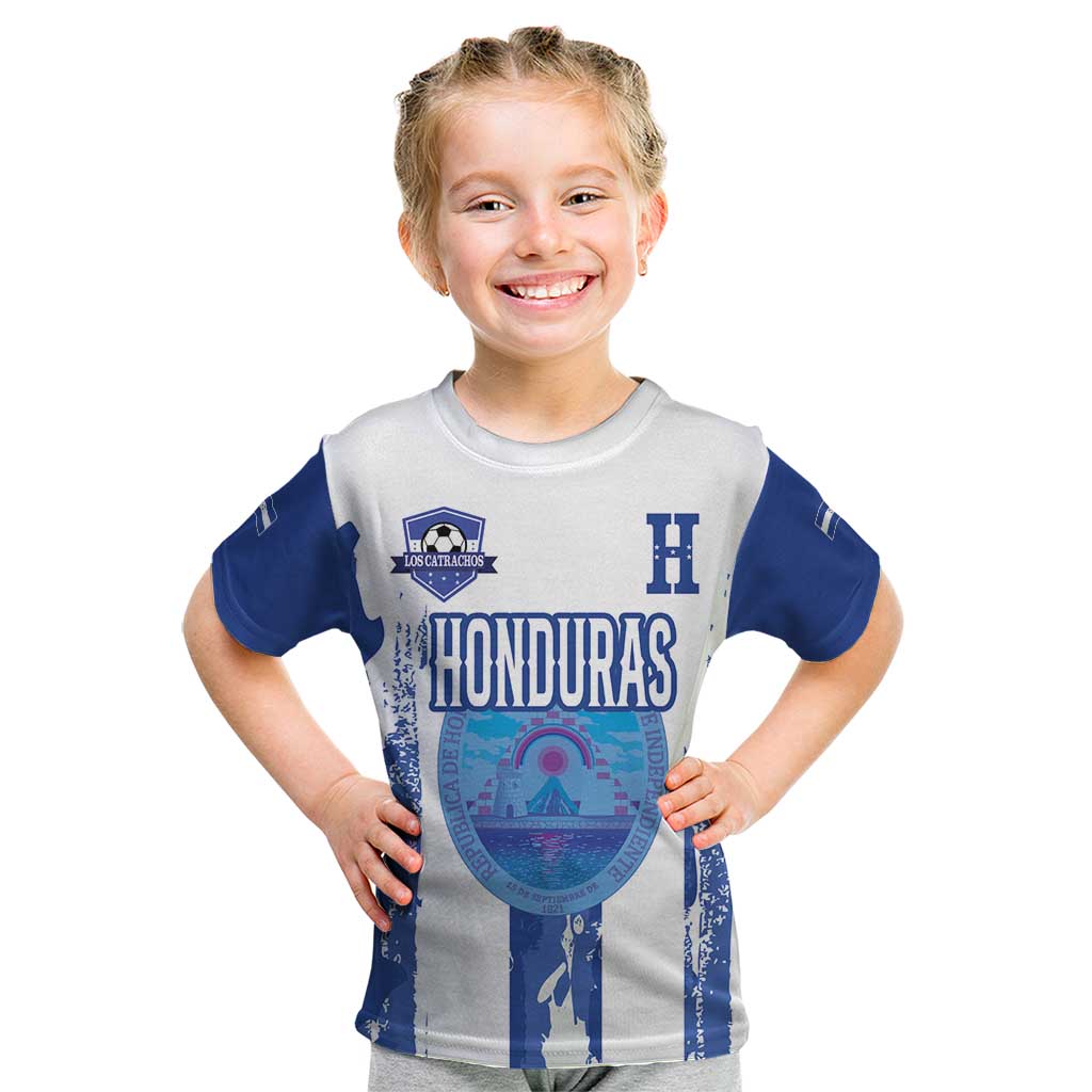 Custom Honduras Football Kid T Shirt Los Catrachos Grunge Style - Wonder Print Shop