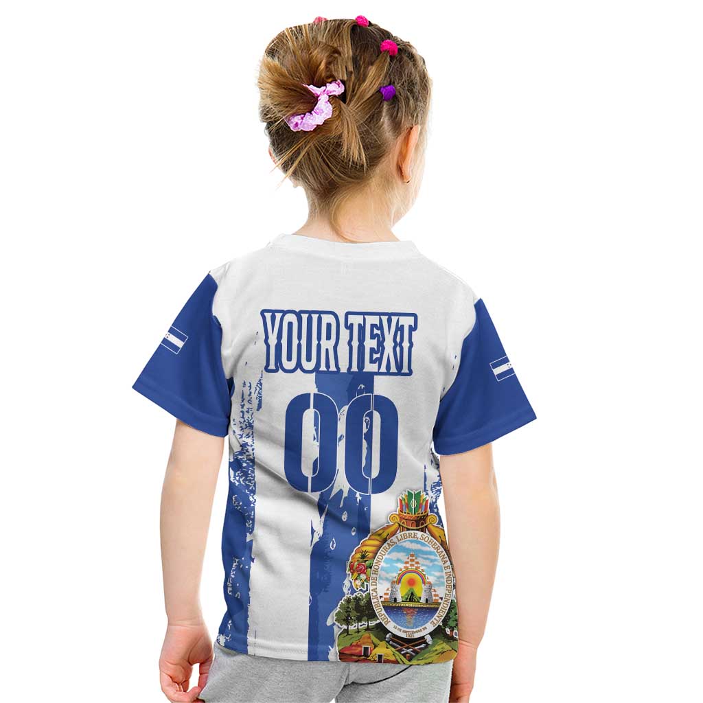 Custom Honduras Football Kid T Shirt Los Catrachos Grunge Style - Wonder Print Shop
