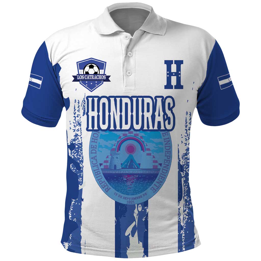 Custom Honduras Football Polo Shirt Los Catrachos Grunge Style - Wonder Print Shop