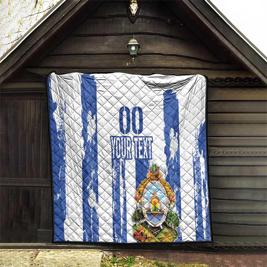 Custom Honduras Football Quilt Los Catrachos Grunge Style - Wonder Print Shop