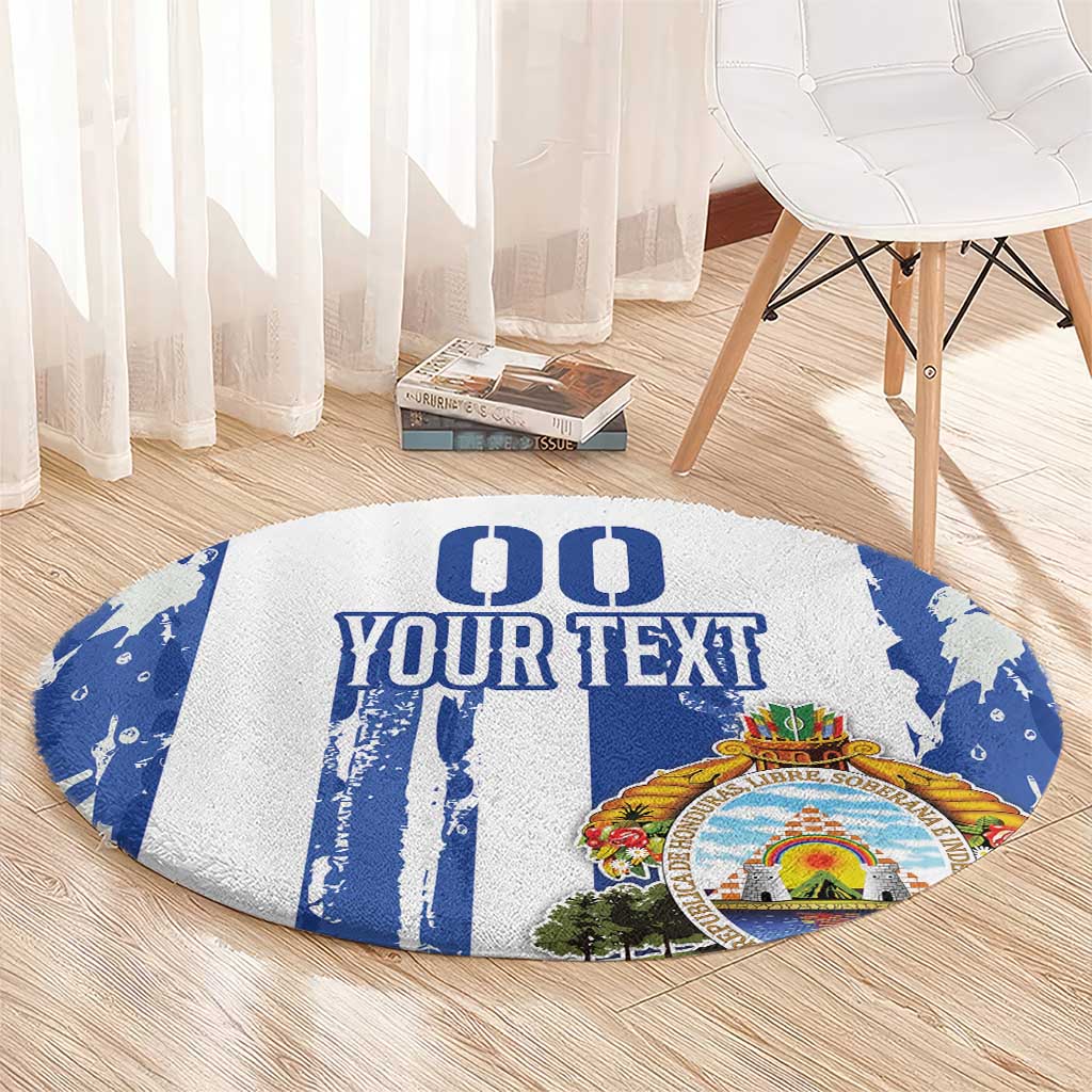 Custom Honduras Football Round Carpet Los Catrachos Grunge Style