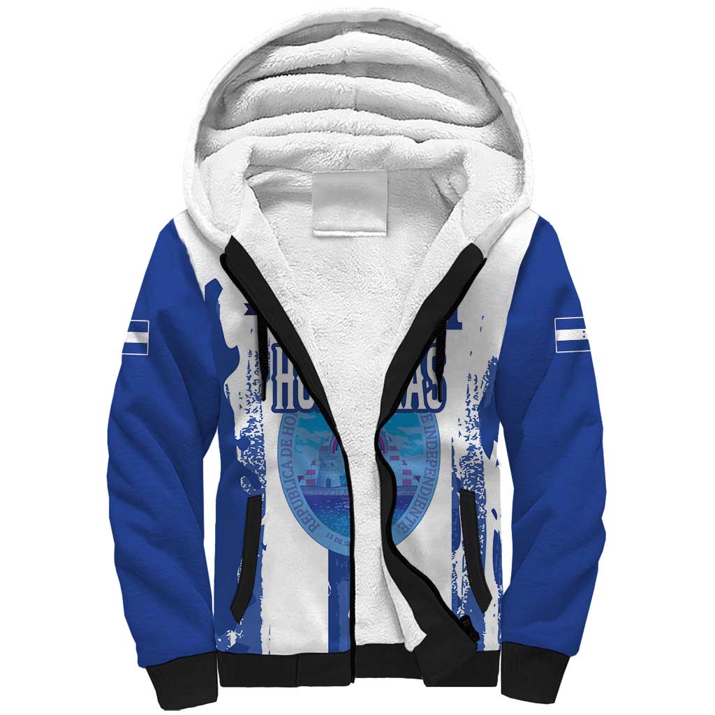 Custom Honduras Football Sherpa Hoodie Los Catrachos Grunge Style - Wonder Print Shop