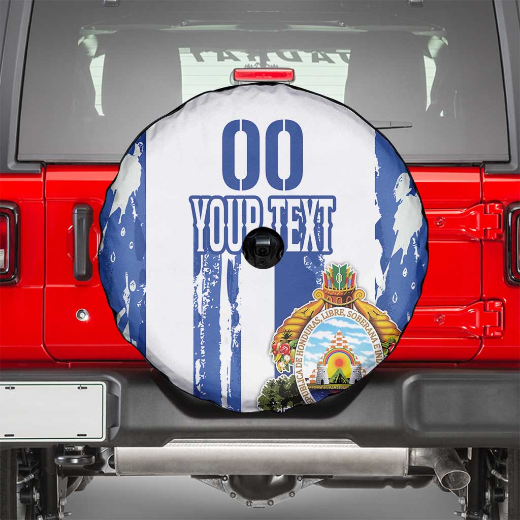 Custom Honduras Football Spare Tire Cover Los Catrachos Grunge Style - Wonder Print Shop