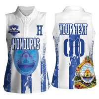 Custom Honduras Football Women Sleeveless Polo Shirt Los Catrachos Grunge Style - Wonder Print Shop
