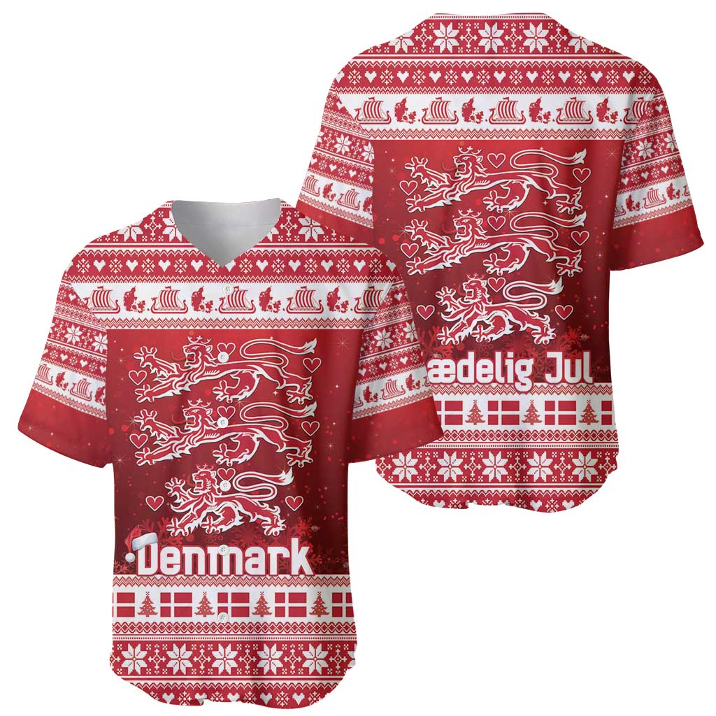 Denmark Christmas Baseball Jersey Three Danish Lions - Wonder Print Shop