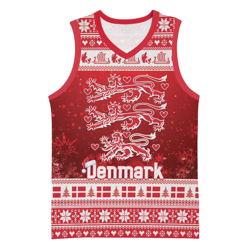 Denmark Christmas Basketball Jersey Three Danish Lions - Wonder Print Shop
