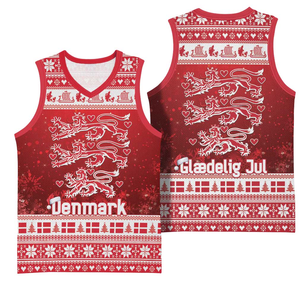 Denmark Christmas Basketball Jersey Three Danish Lions - Wonder Print Shop