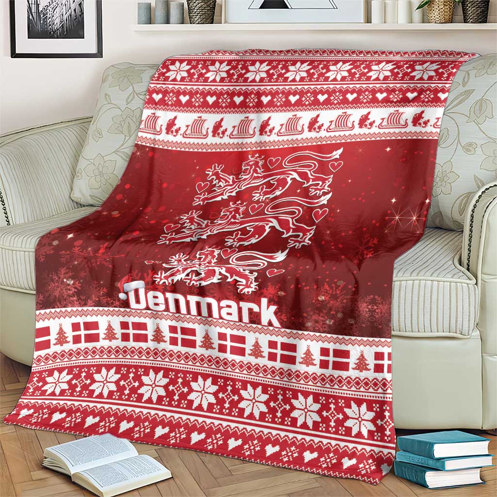 Denmark Christmas Blanket Three Danish Lions - Wonder Print Shop