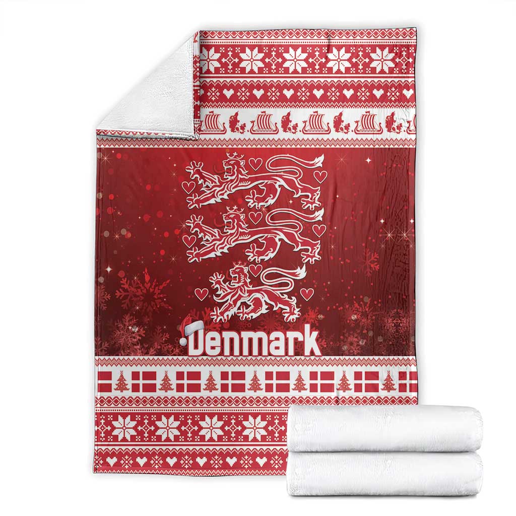Denmark Christmas Blanket Three Danish Lions - Wonder Print Shop