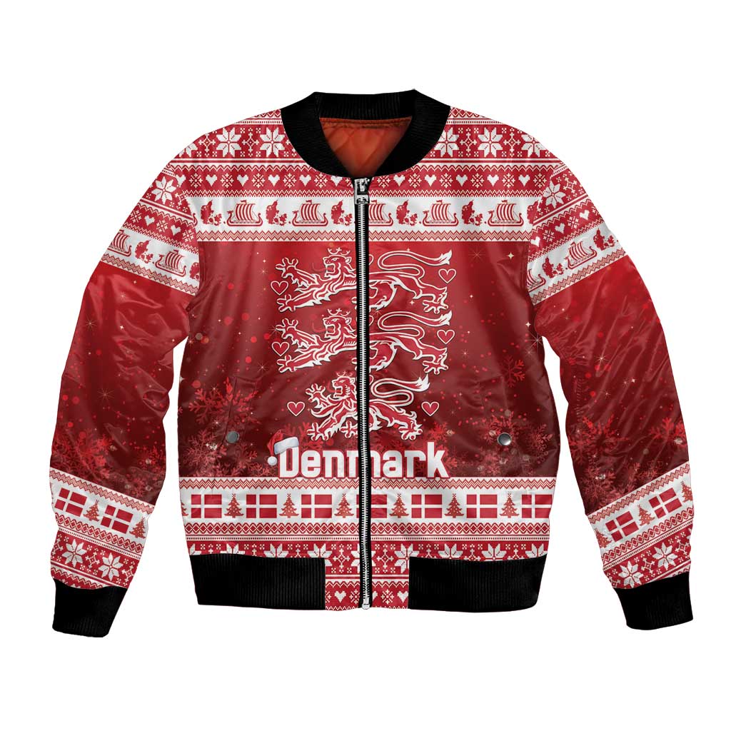 Denmark Christmas Bomber Jacket Three Danish Lions - Wonder Print Shop