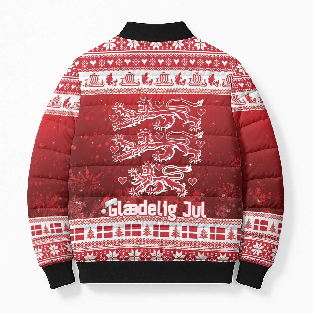 Denmark Christmas Bomber Puffer Jacket Three Danish Lions - Wonder Print Shop