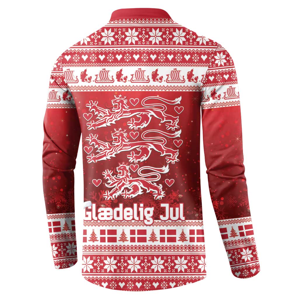 Denmark Christmas Button Sweatshirt Three Danish Lions - Wonder Print Shop