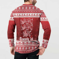 Denmark Christmas Button Sweatshirt Three Danish Lions - Wonder Print Shop