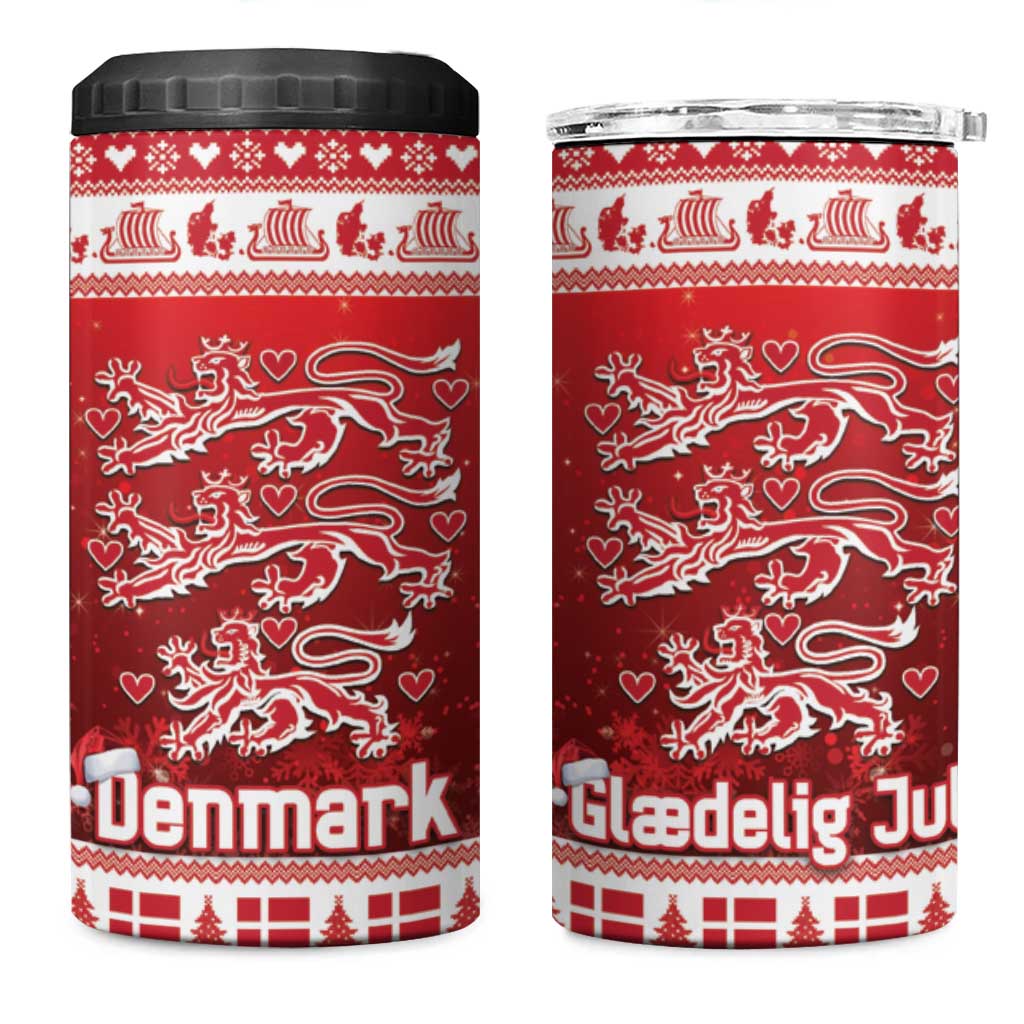 Denmark Christmas 4 in 1 Can Cooler Tumbler Three Danish Lions - Wonder Print Shop