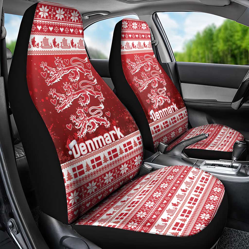 Denmark Christmas Car Seat Cover Three Danish Lions - Wonder Print Shop