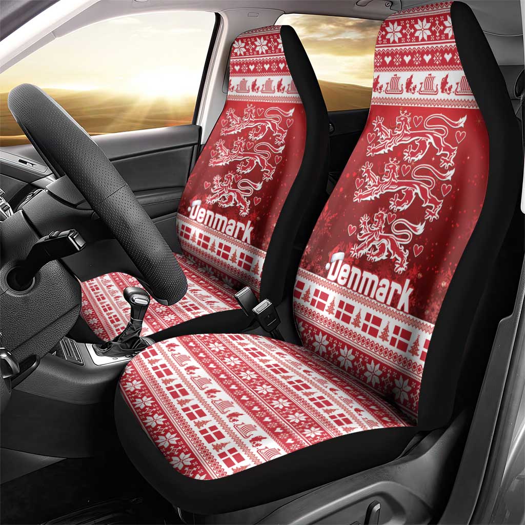 Denmark Christmas Car Seat Cover Three Danish Lions - Wonder Print Shop
