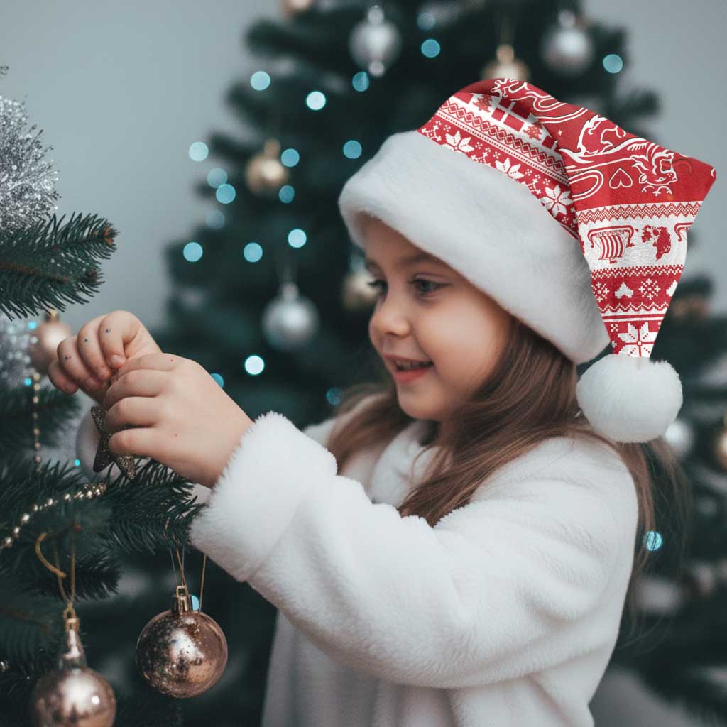 Denmark Christmas Santa Hat Three Danish Lions - Wonder Print Shop