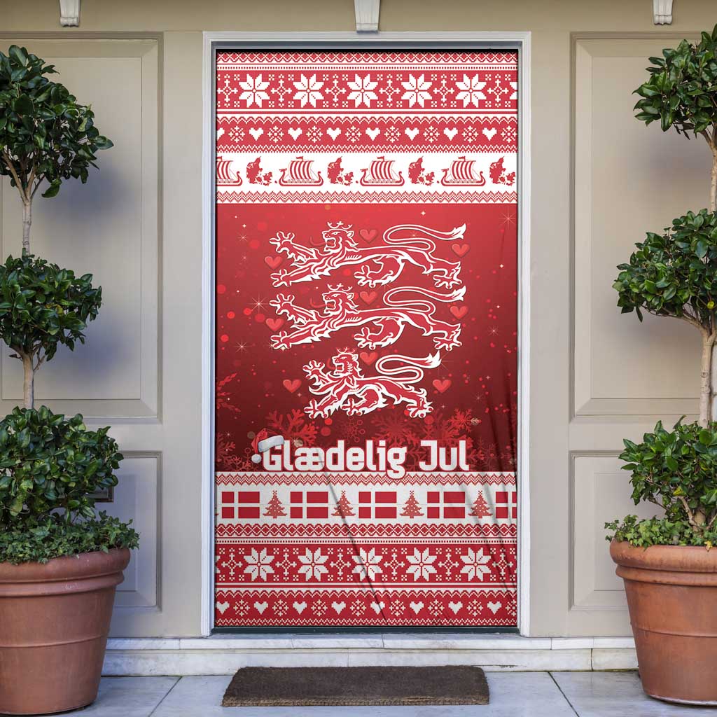Denmark Christmas Door Cover Three Danish Lions - Wonder Print Shop