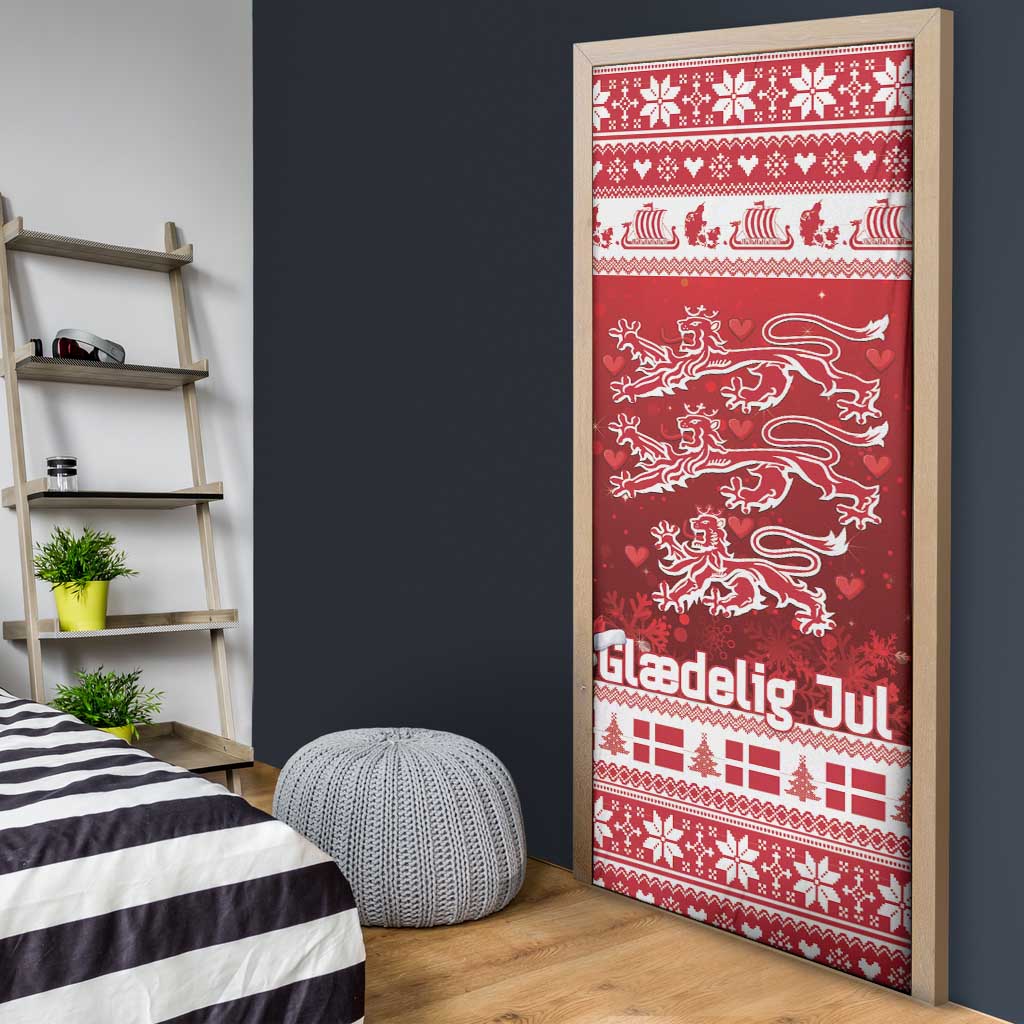 Denmark Christmas Door Cover Three Danish Lions - Wonder Print Shop