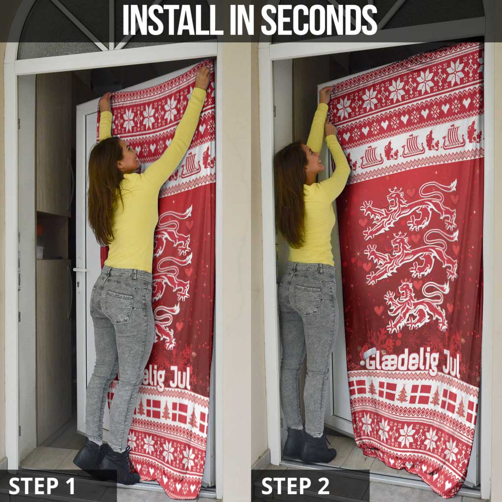 Denmark Christmas Door Cover Three Danish Lions - Wonder Print Shop