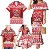 Denmark Christmas Family Matching Mermaid Dress and Hawaiian Shirt Three Danish Lions - Wonder Print Shop